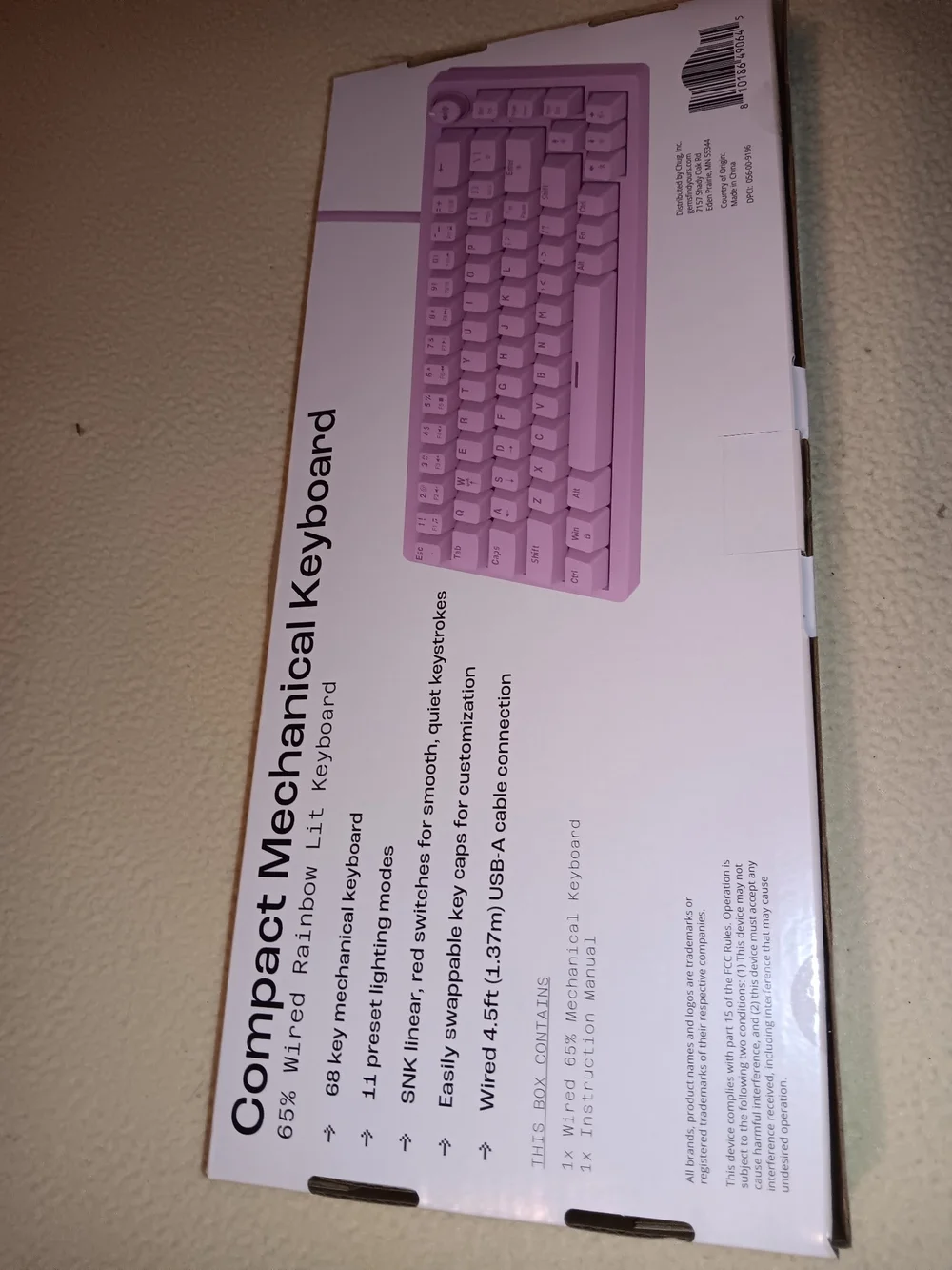 Compact Pink Mechanical Keyboard - Wired Rainbow Lit (PRICE IS FIRM)